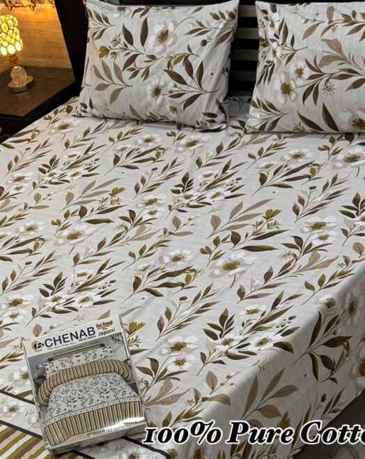 Pure Cotton Double Bedsheet Set with Pillow Covers – Premium 3PC Pack