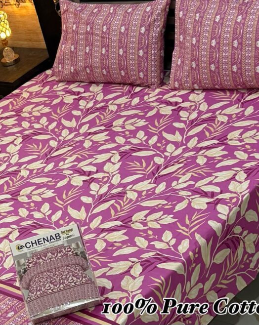 Pure Cotton Double Bedsheet Set with Pillow Covers – Premium 3PC Pack