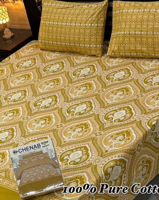 Pure Cotton Double Bedsheet Set with Pillow Covers – Premium 3PC Pack