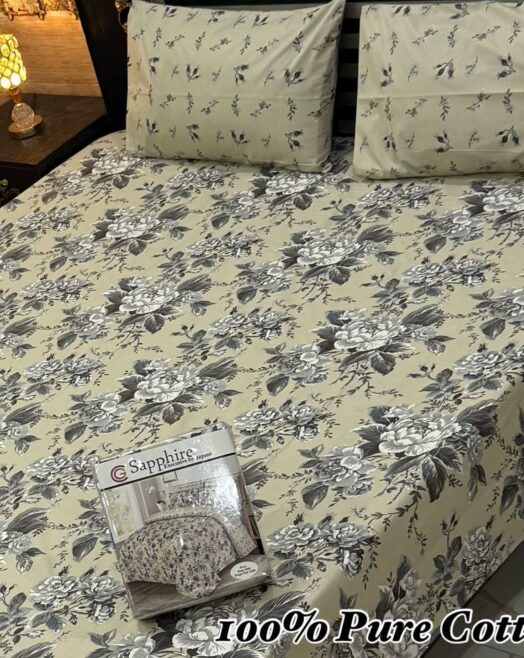 Pure Cotton Double Bedsheet Set with Pillow Covers – Premium 3PC Pack