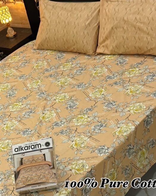 Pure Cotton Double Bedsheet Set with Pillow Covers – Premium 3PC Pack