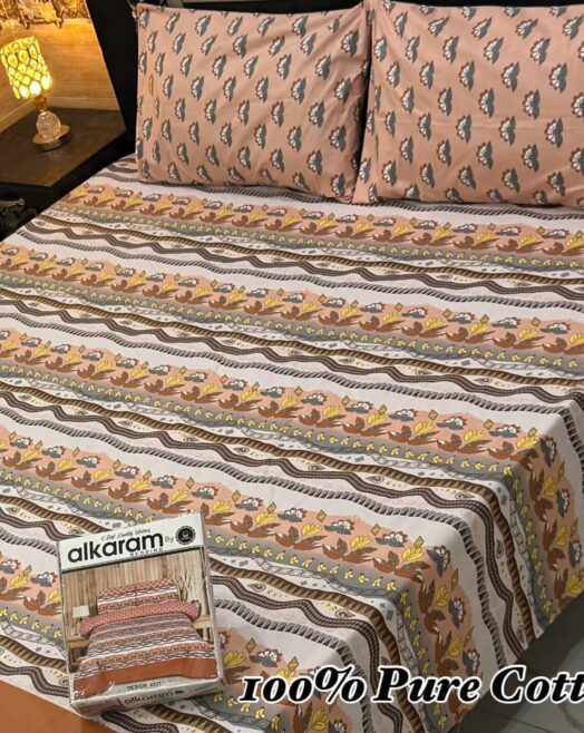 Pure Cotton Double Bedsheet Set with Pillow Covers – Premium 3PC Pack