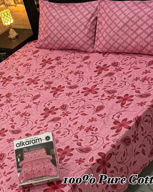 Pure Cotton Double Bedsheet Set with Pillow Covers – Premium 3PC Pack
