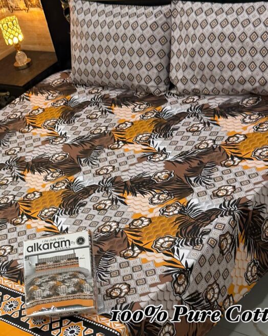 Pure Cotton Double Bedsheet Set with Pillow Covers – Premium 3PC Pack