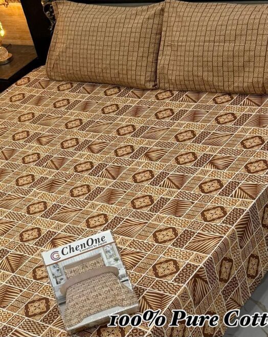 Pure Cotton Double Bedsheet Set with Pillow Covers – Premium 3PC Pack