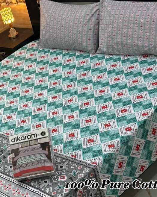 Pure Cotton Double Bedsheet Set with Pillow Covers – Premium 3PC Pack