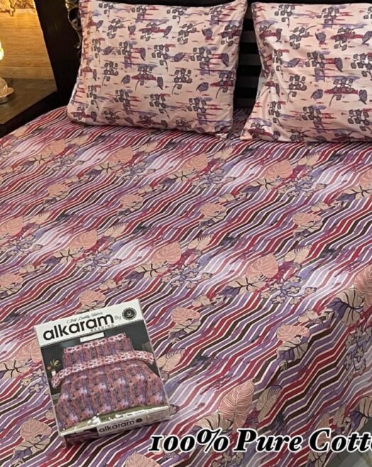 Pure Cotton Double Bedsheet Set with Pillow Covers – Premium 3PC Pack