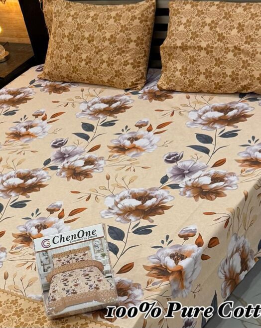 Pure Cotton Double Bedsheet Set with Pillow Covers – Premium 3PC Pack