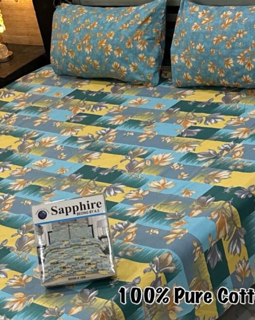 Pure Cotton Double Bedsheet Set with Pillow Covers – Premium 3PC Pack