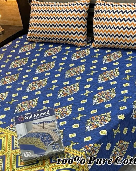 Pure Cotton Double Bedsheet Set with Pillow Covers – Premium 3PC Pack