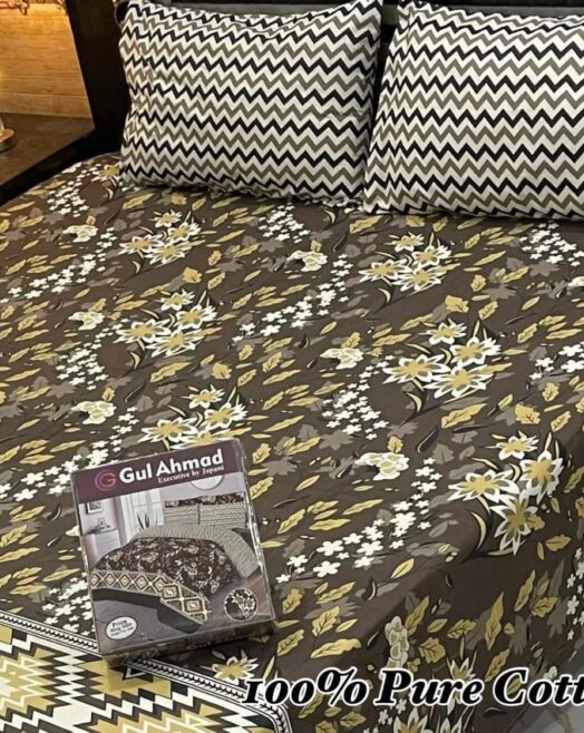 Pure Cotton Double Bedsheet Set with Pillow Covers – Premium 3PC Pack