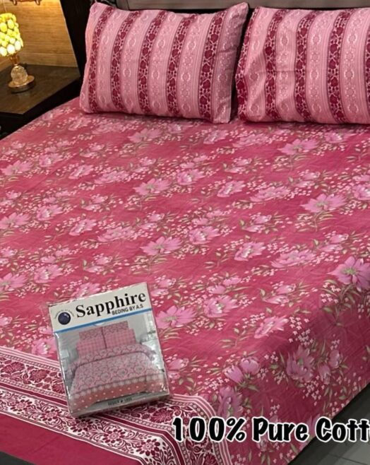 Pure Cotton Double Bedsheet Set with Pillow Covers – Premium 3PC Pack
