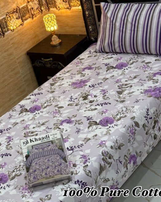 Pure Cotton Single Bedsheet Set – Premium 4PC Pack with Pillow Covers