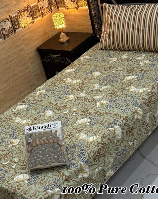 Pure Cotton Single Bedsheet Set – Premium 4PC Pack with Pillow Covers