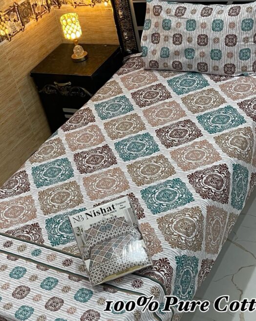 Pure Cotton Single Bedsheet Set – Premium 4PC Pack with Pillow Covers