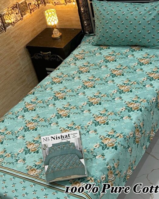 Pure Cotton Single Bedsheet Set – Premium 4PC Pack with Pillow Covers