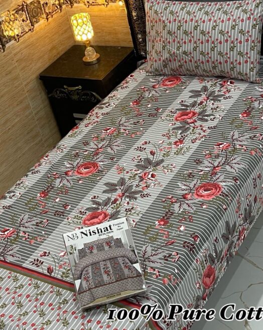 Pure Cotton Single Bedsheet Set – Premium 4PC Pack with Pillow Covers