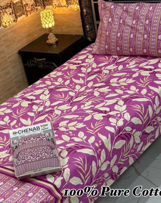 Pure Cotton Single Bedsheet Set – Premium 4PC Pack with Pillow Covers