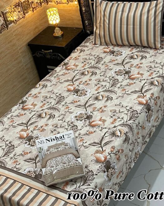 Pure Cotton Single Bedsheet Set – Premium 4PC Pack with Pillow Covers