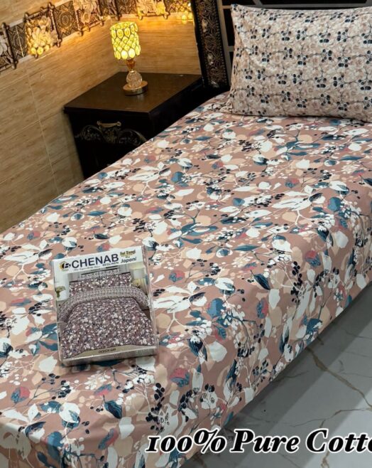 Pure Cotton Single Bedsheet Set – Premium 4PC Pack with Pillow Covers