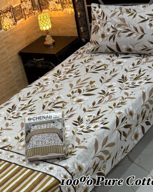 Pure Cotton Single Bedsheet Set – Premium 4PC Pack with Pillow Covers