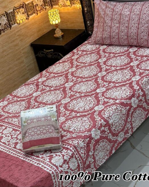 Pure Cotton Single Bedsheet Set – Premium 4PC Pack with Pillow Covers