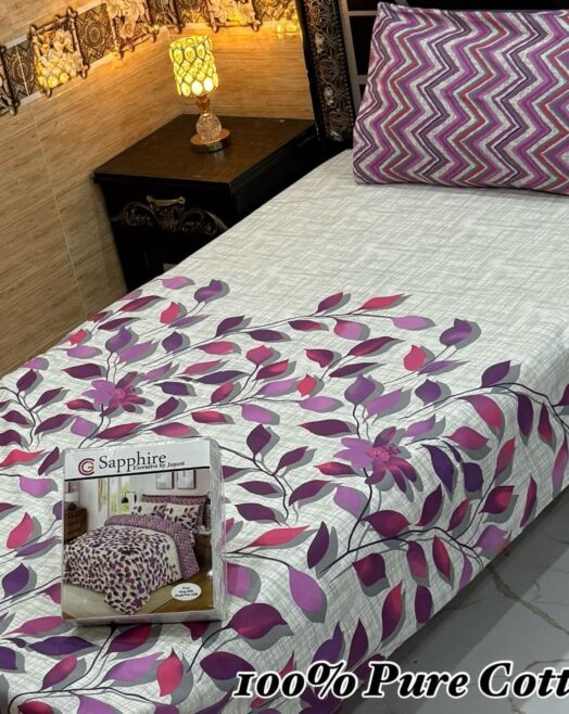 Pure Cotton Single Bedsheet Set – Premium 4PC Pack with Pillow Covers