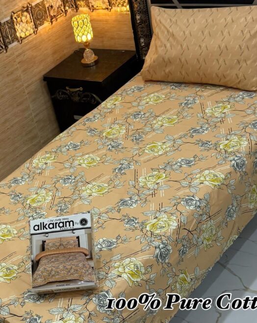 Pure Cotton Single Bedsheet Set – Premium 4PC Pack with Pillow Covers