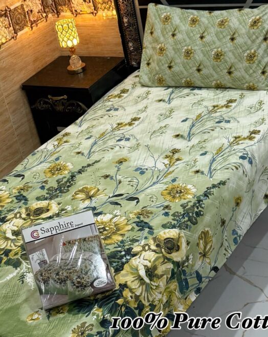 Pure Cotton Single Bedsheet Set – Premium 4PC Pack with Pillow Covers