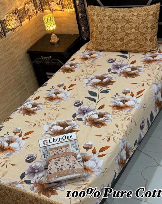 Pure Cotton Single Bedsheet Set – Premium 4PC Pack with Pillow Covers