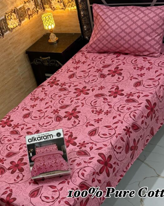 Pure Cotton Single Bedsheet Set – Premium 4PC Pack with Pillow Covers