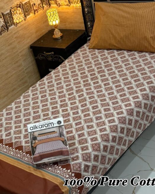 Pure Cotton Single Bedsheet Set – Premium 4PC Pack with Pillow Covers