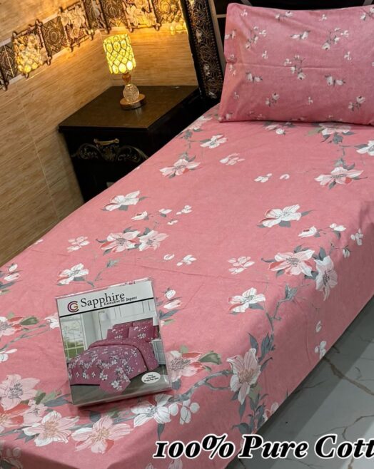 Pure Cotton Single Bedsheet Set – Premium 4PC Pack with Pillow Covers