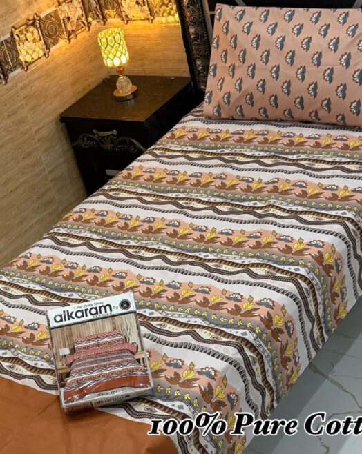 Pure Cotton Single Bedsheet Set – Premium 4PC Pack with Pillow Covers