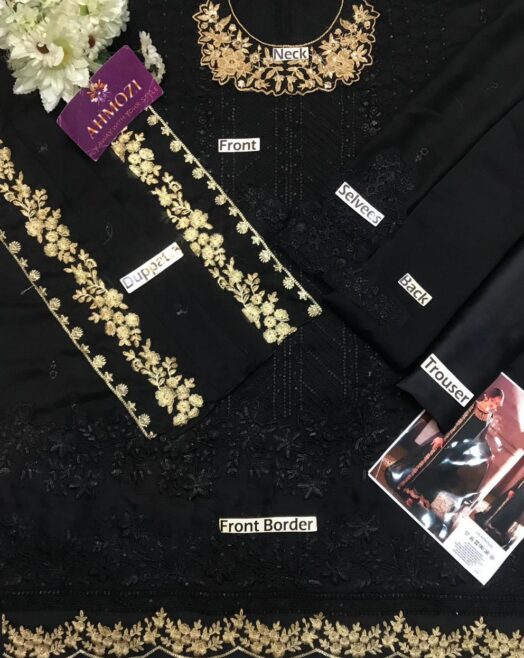 Azure Chiffon Luxury Embroidered Unstitched 3PC Suit