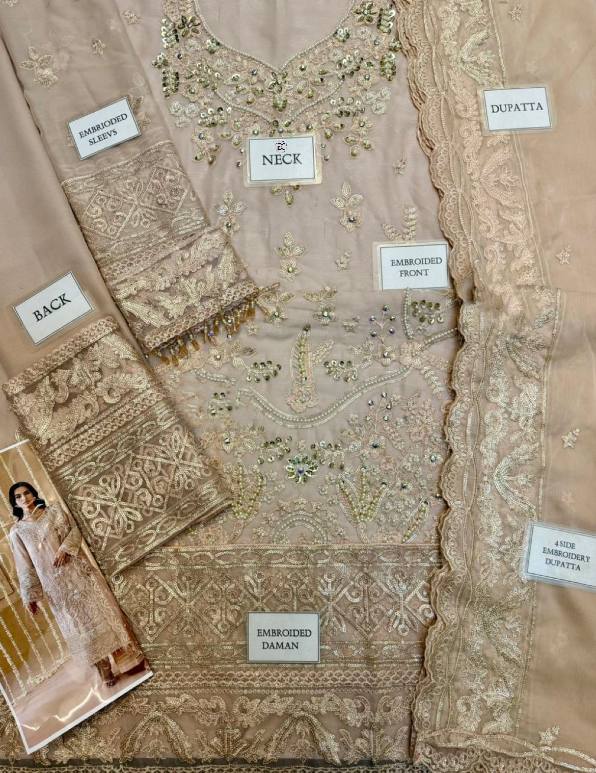 Luxury Chiffon Fully Embroidered & Hand-Worked Unstitched 3PC Suit