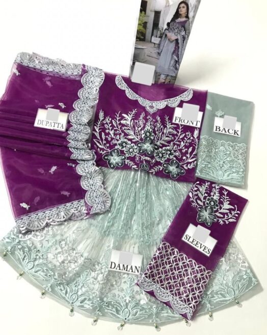 Maria B Luxury Organza Tie & Dye Embroidered Unstitched 3PC Suit