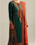 Hussain Rehar Premium Dhanak Embroidered 3PC Suit with Digital Wool Shawl