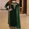 Aneela Luxury Velvet Heavy Embroidered 3PC Suit with Net Dupatta