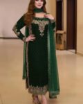Aneela Luxury Velvet Heavy Embroidered 3PC Suit with Net Dupatta