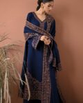 Batik Premium Embroidered Dhanak Suit with 4-Side Border Ready-to-Wear Shawl