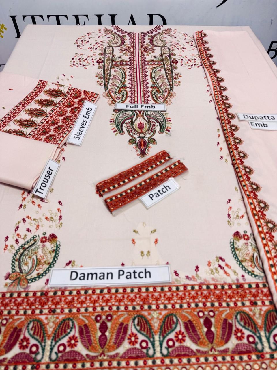 Mahnur Premium Embroidered Dhanak 3PC Suit with Heavy Embroidered Shawl