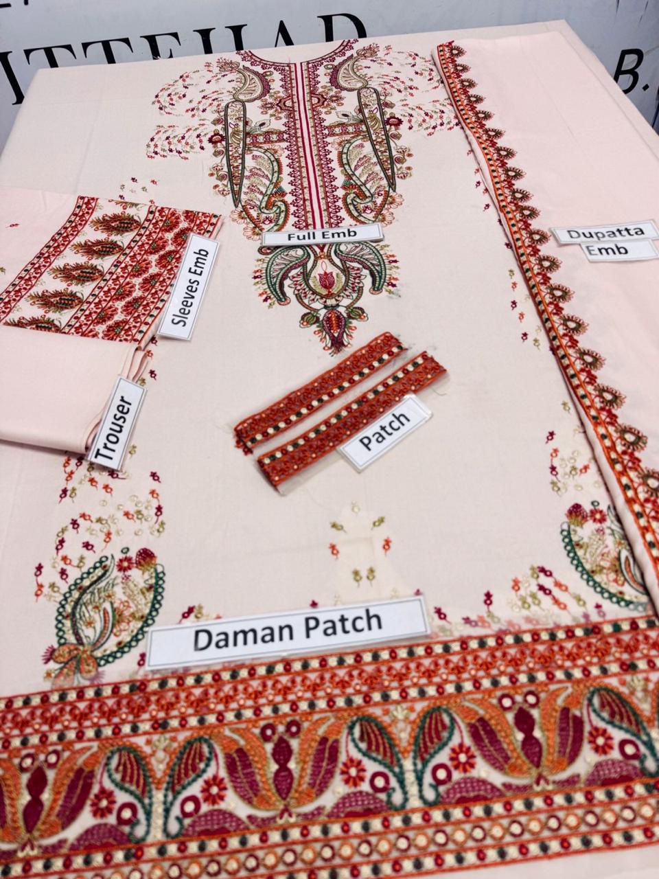 Mahnur Premium Embroidered Dhanak 3PC Suit with Heavy Embroidered Shawl