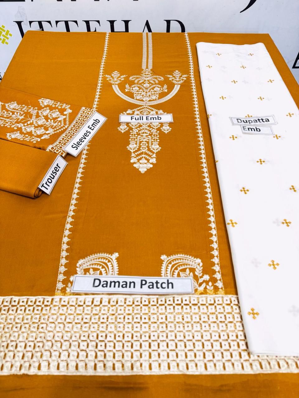 Maria.B Premium Embroidered Dhanak 3-Piece Suit with Full Embroidery Shawl