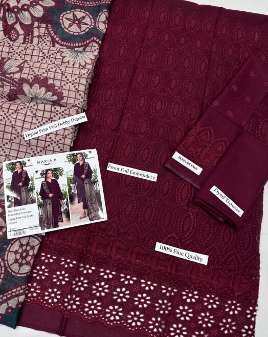 MARIA.B Luxury Chikankari Lawn Collection with Digital Print Voil Dobby Dupatta