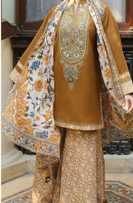 Sapphire Luxury Embroidered Lawn Suit with Digital Print Voil Dobby Dupatta