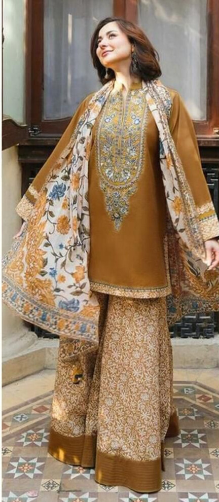 Sapphire Luxury Embroidered Lawn Suit with Digital Print Voil Dobby Dupatta