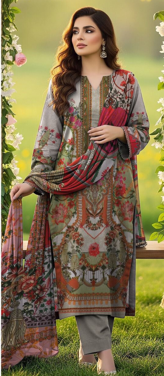 Unstitched Banadoria lawn Digital printed 3PC Suit
