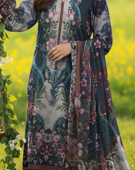 Unstitched Banadoria lawn Digital printed 3PC Suit