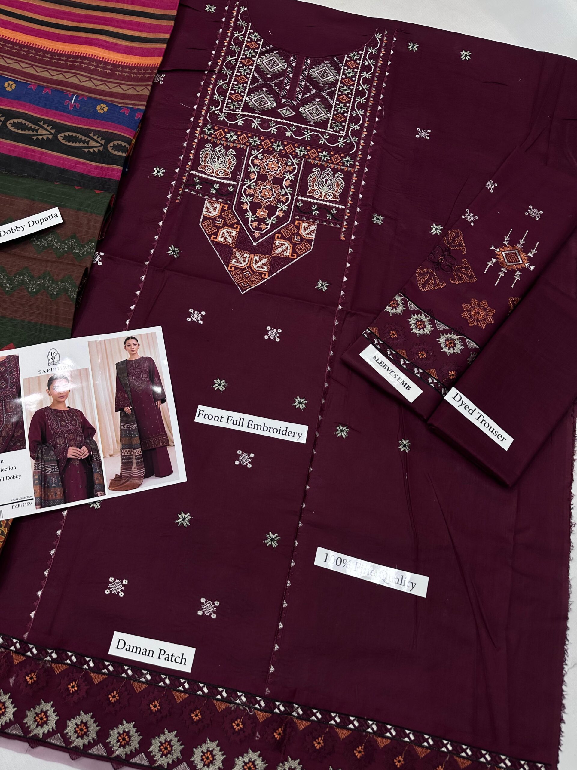 Unstitched 3 Piece Embroidered Lawn Suit